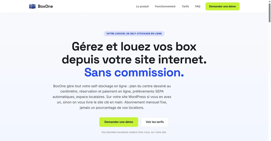 Site de Box One, self-stockage