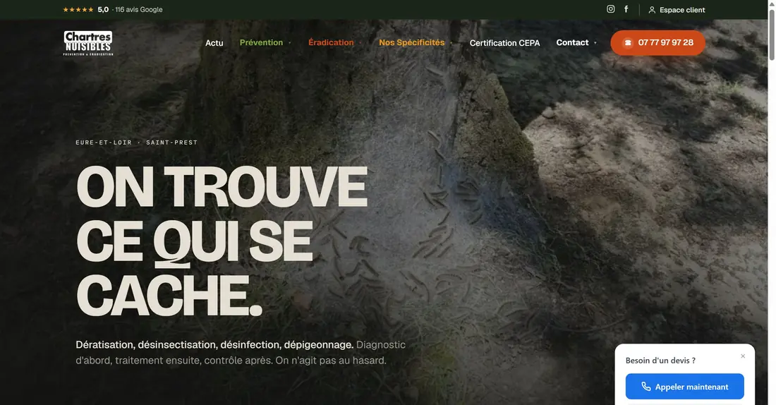 Site de Chartres Nuisibles, dératisation, désinsectisation