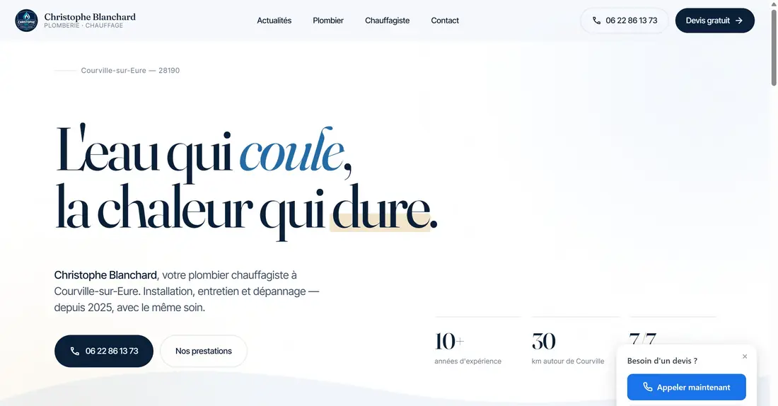Site de Christophe Blanchard, plomberie chauffage