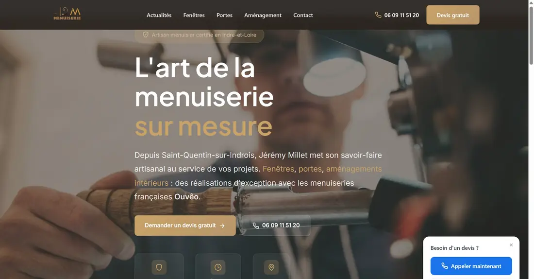 Site de J2M Menuiserie, menuisier