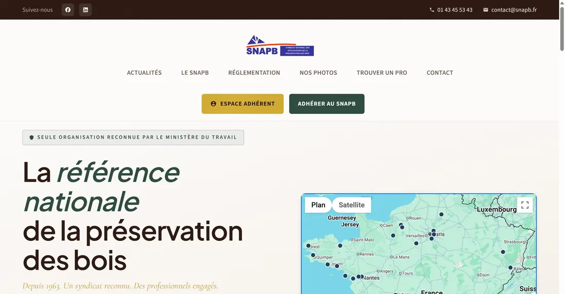 Site de SNAPB, syndicat professionnel